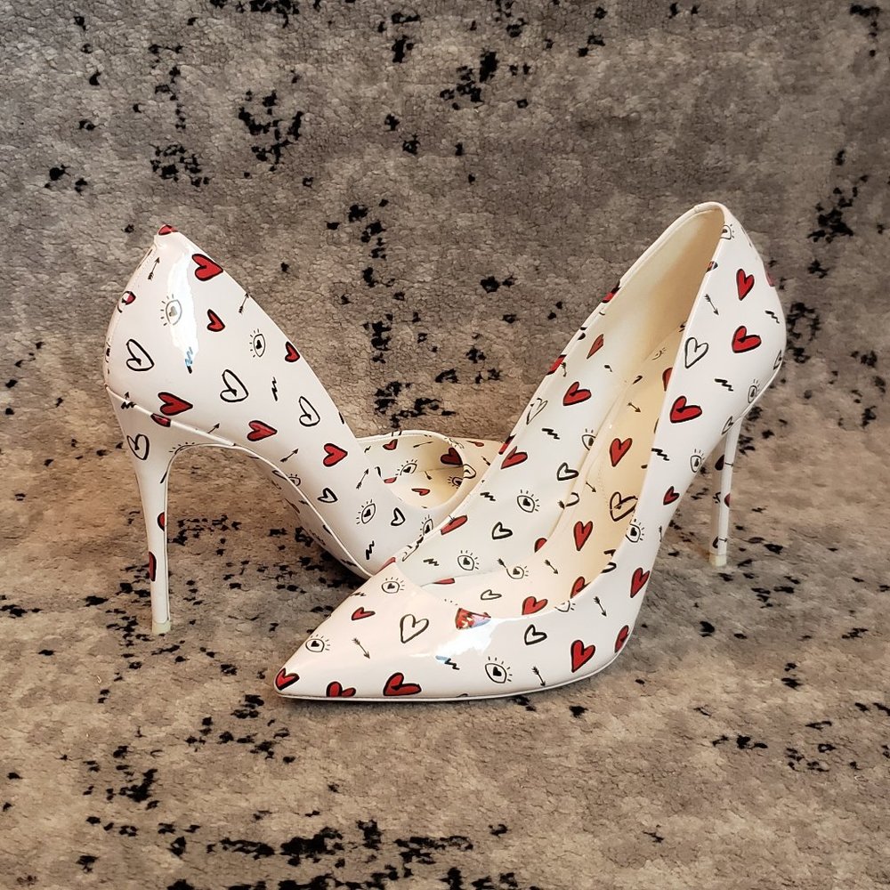 Aldo Stessy White Heart Pumps Size 10 Sexy Office